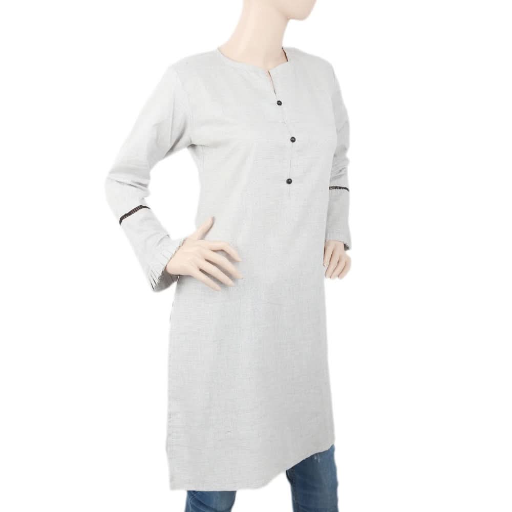 Women's Kurti With Sleeve Lace - Grey, Women, Ready Kurtis, Chase Value, Chase Value