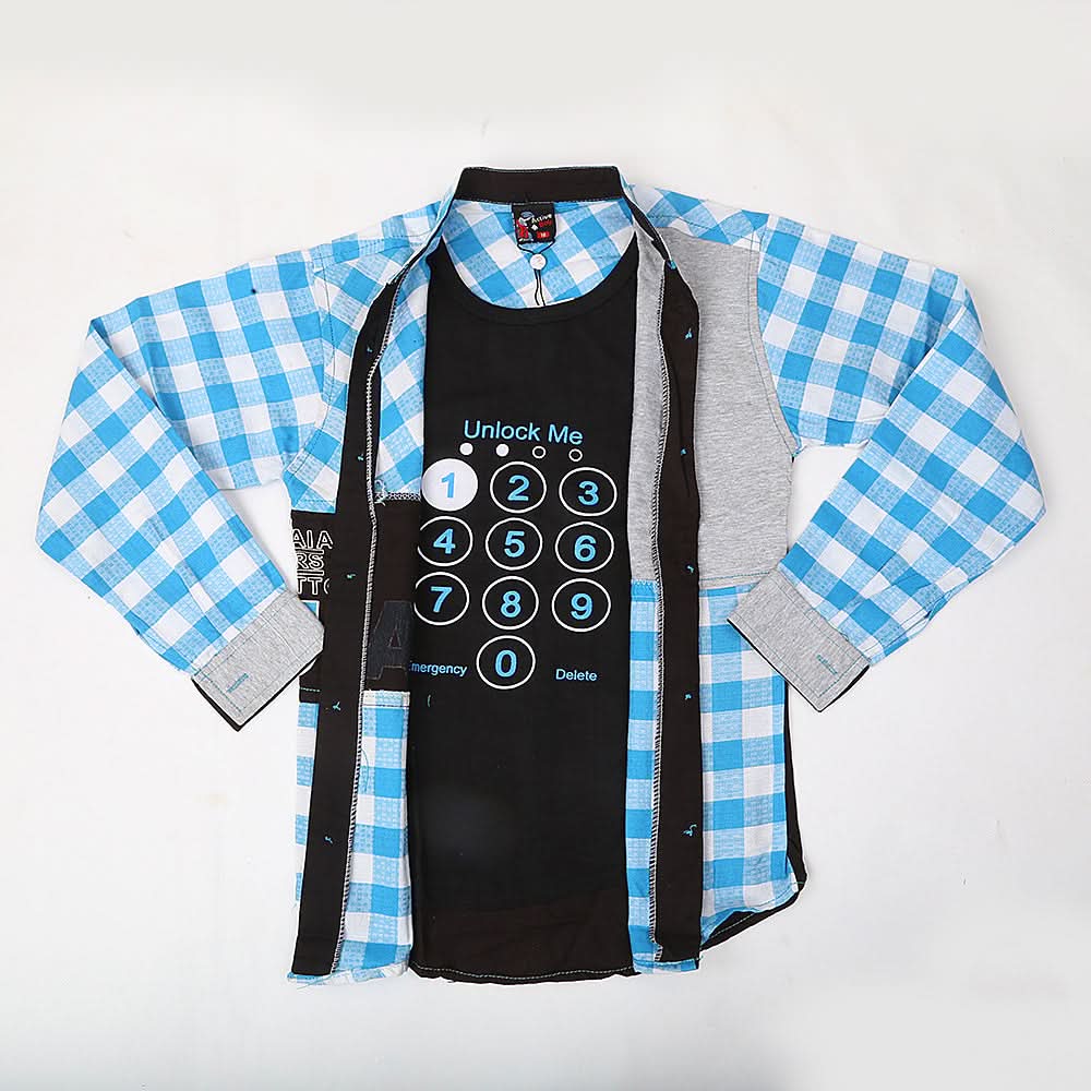 Boys Casual Shirt Full Sleeves - Blue, Kids, Boys Shirts, Chase Value, Chase Value