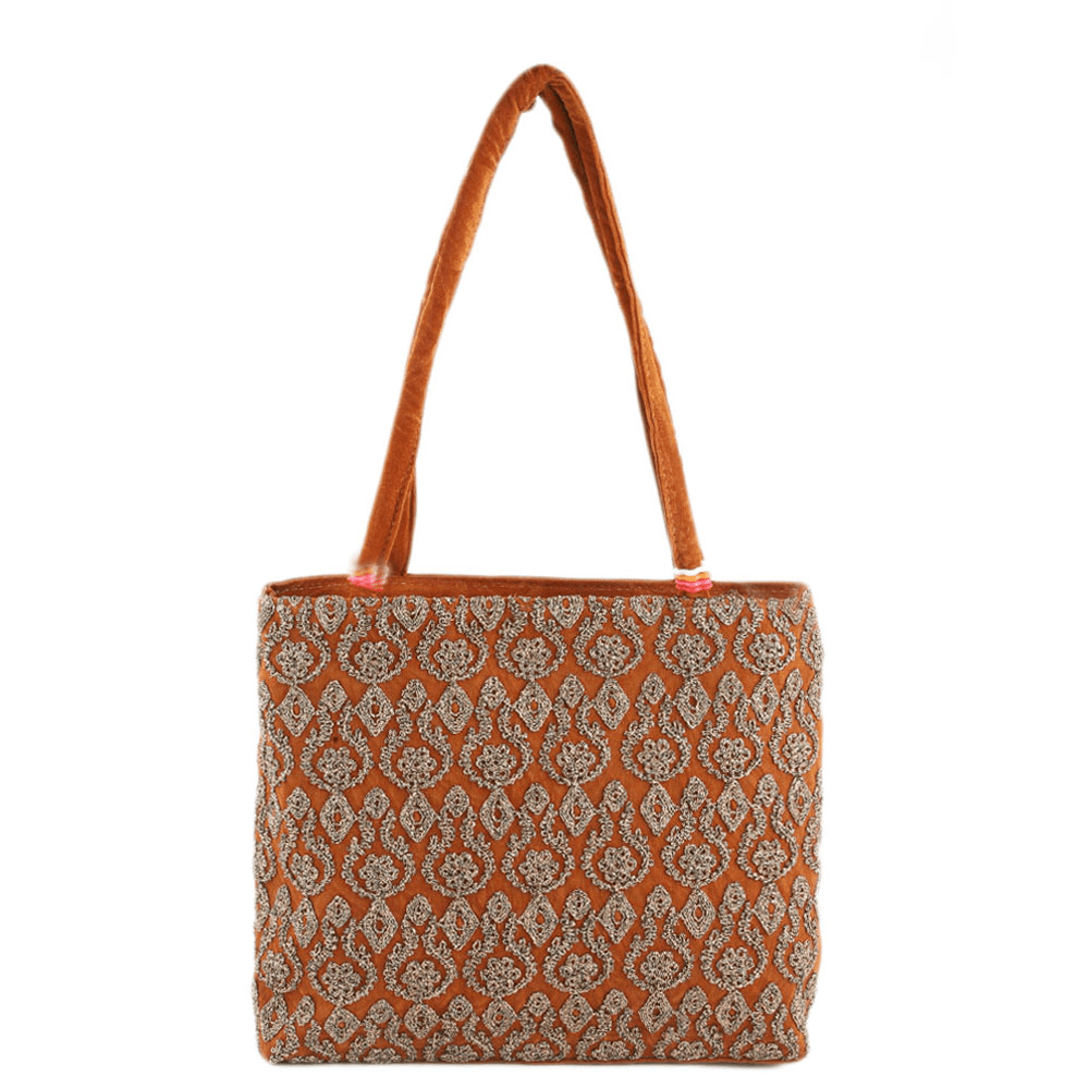 Women's Embroidery Handbag - Brown - test-store-for-chase-value