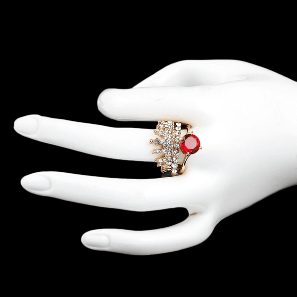 Women's Fancy Stone Ring - Golden - Red - test-store-for-chase-value
