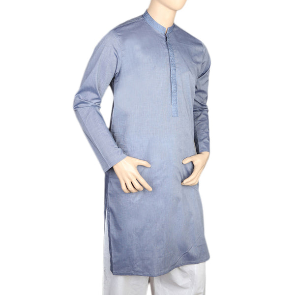 Eminent Embroidered Trim Fit Kurta For Men - Blue, Men, Kurtas, Chase Value, Chase Value