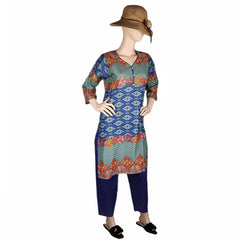 Women's Printed Lawn 2 Pcs Stitched Suit - Royal Blue, Women, Shalwar Suits, Chase Value, Chase Value