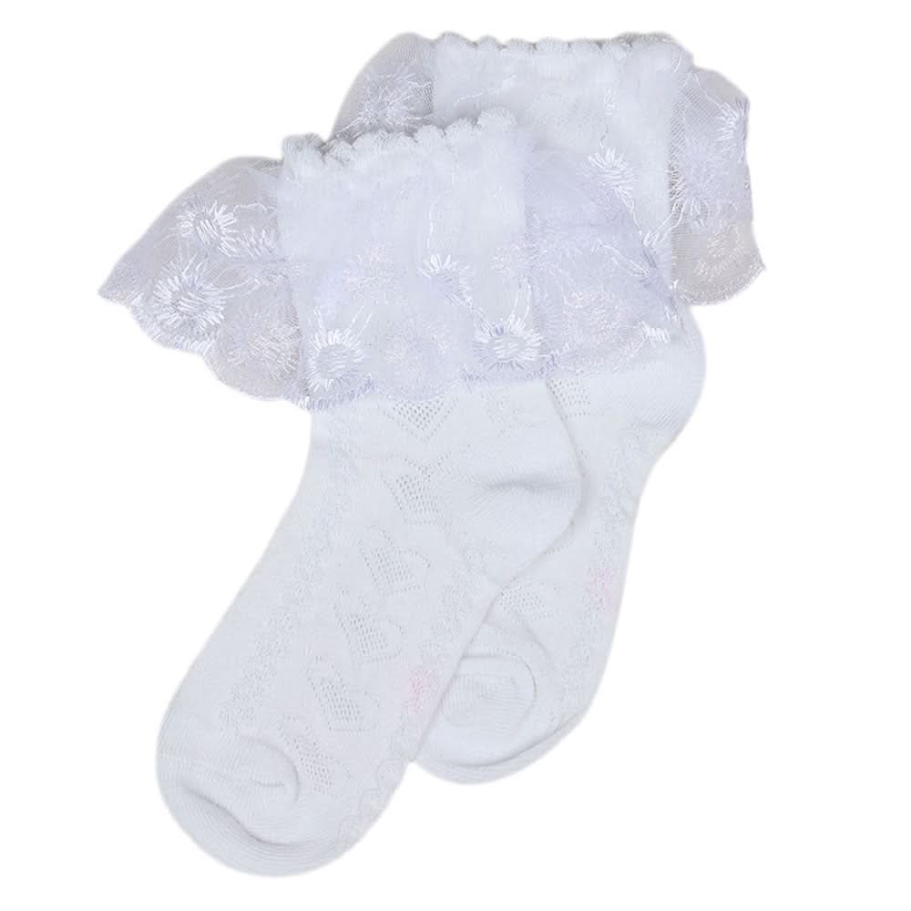 Girls Frill Socks - White, Kids, Girls Socks, Chase Value, Chase Value