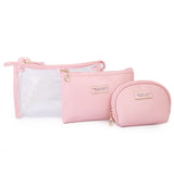 Women's Makeup Pouch 3 Pcs - Pink, Makeup Tools and Accessories, Chase Value, Chase Value