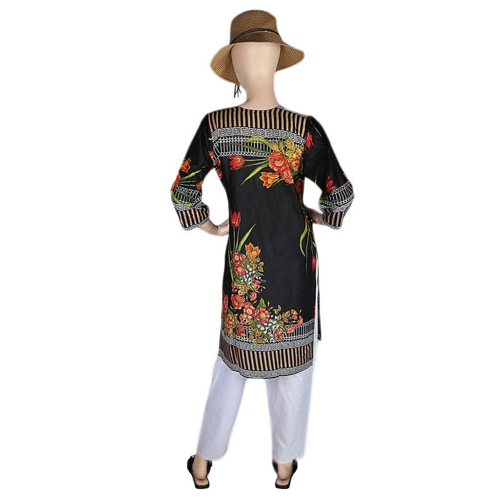 Women's Printed Lawn 2 Pcs Stitched Suit - Black, Women, Shalwar Suits, Chase Value, Chase Value