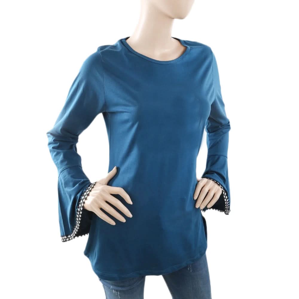 Women's Wide-Sleeve Stone T-Shirt - Steel Blue, Women, T-Shirts And Tops, Chase Value, Chase Value