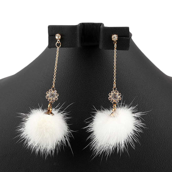 Women's Fur Earrings - White - test-store-for-chase-value