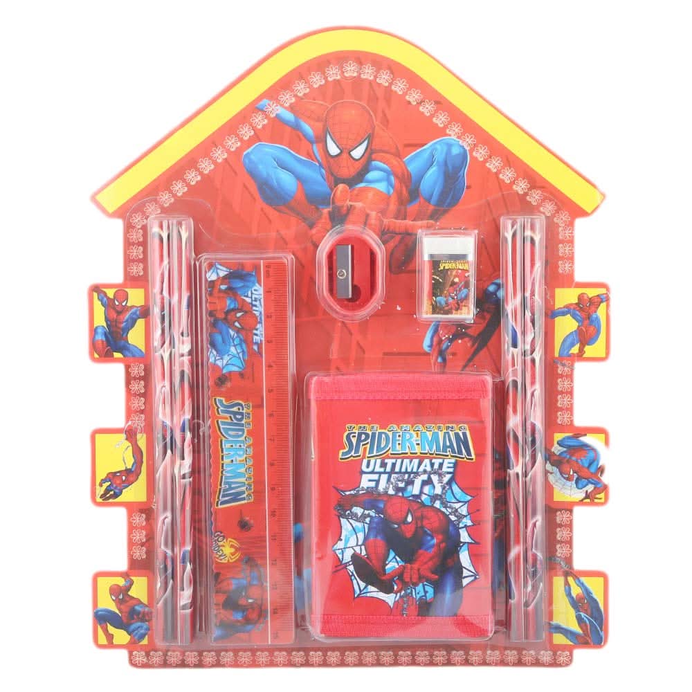 Spider Man Stationery Set 5 Pcs - Red, Kids, Pencil Boxes And Stationery Sets, Chase Value, Chase Value