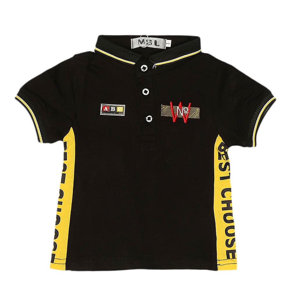 Boys Half Sleeves Polo T-Shirt - Black, Kids, Boys T-Shirts, Chase Value, Chase Value