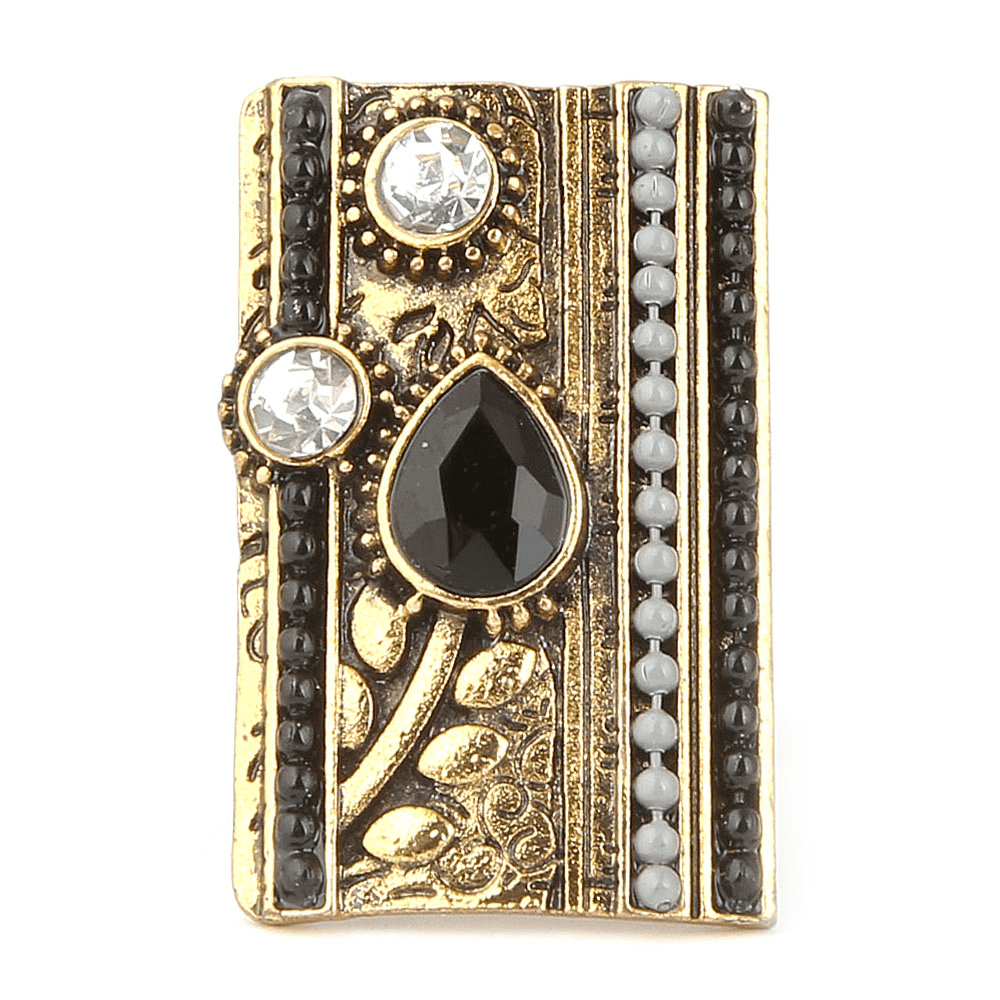 Women's Fancy Stone Ring - Golden - Black - test-store-for-chase-value