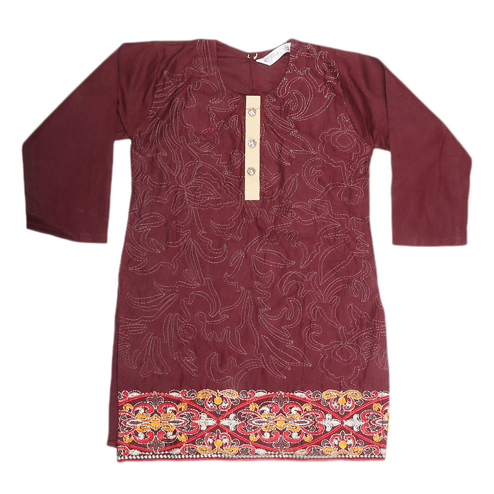 Girls Embroidered 2 Piece Suit - Maroon, Kids, Girls Sets And Suits, Chase Value, Chase Value