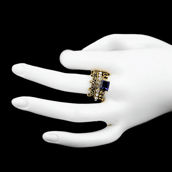 Women's Fancy Stone Ring - Golden - Blue - test-store-for-chase-value
