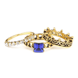 Women's Fancy Stone Ring - Golden - Blue - test-store-for-chase-value