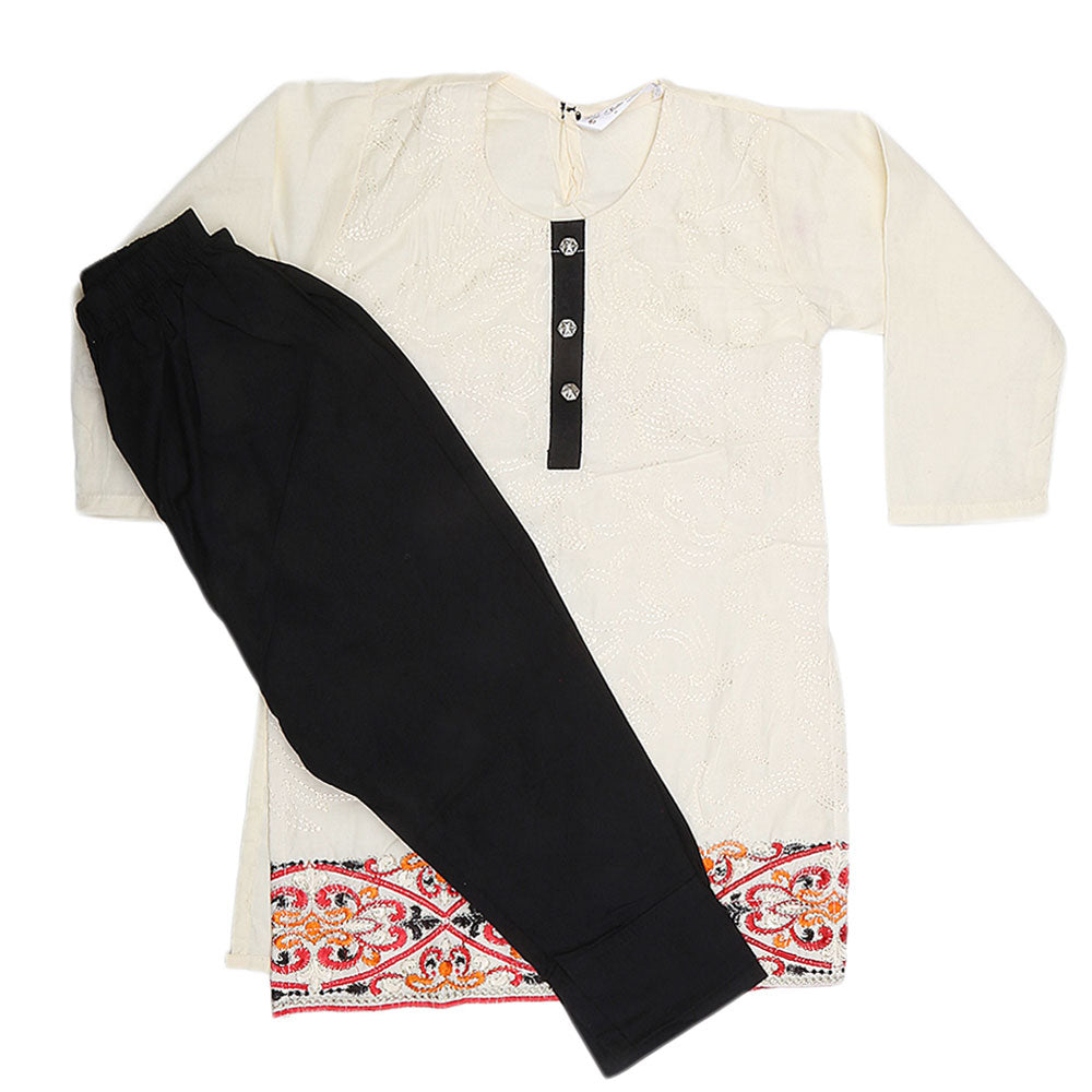 Girls Embroidered 2 Piece Suit - Fawn, Kids, Girls Sets And Suits, Chase Value, Chase Value