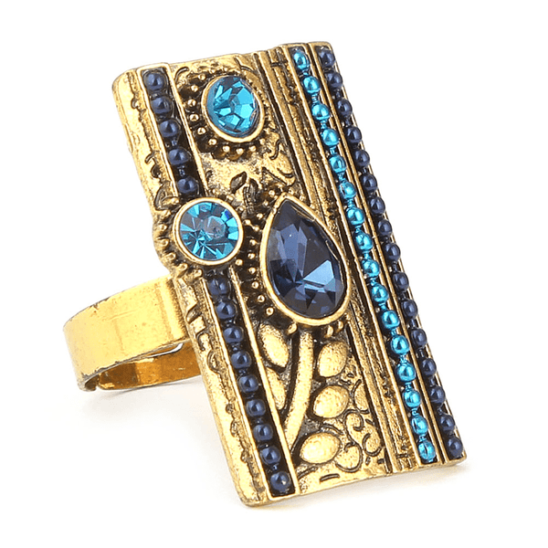 Women's Fancy Stone Ring - Golden - Blue - test-store-for-chase-value