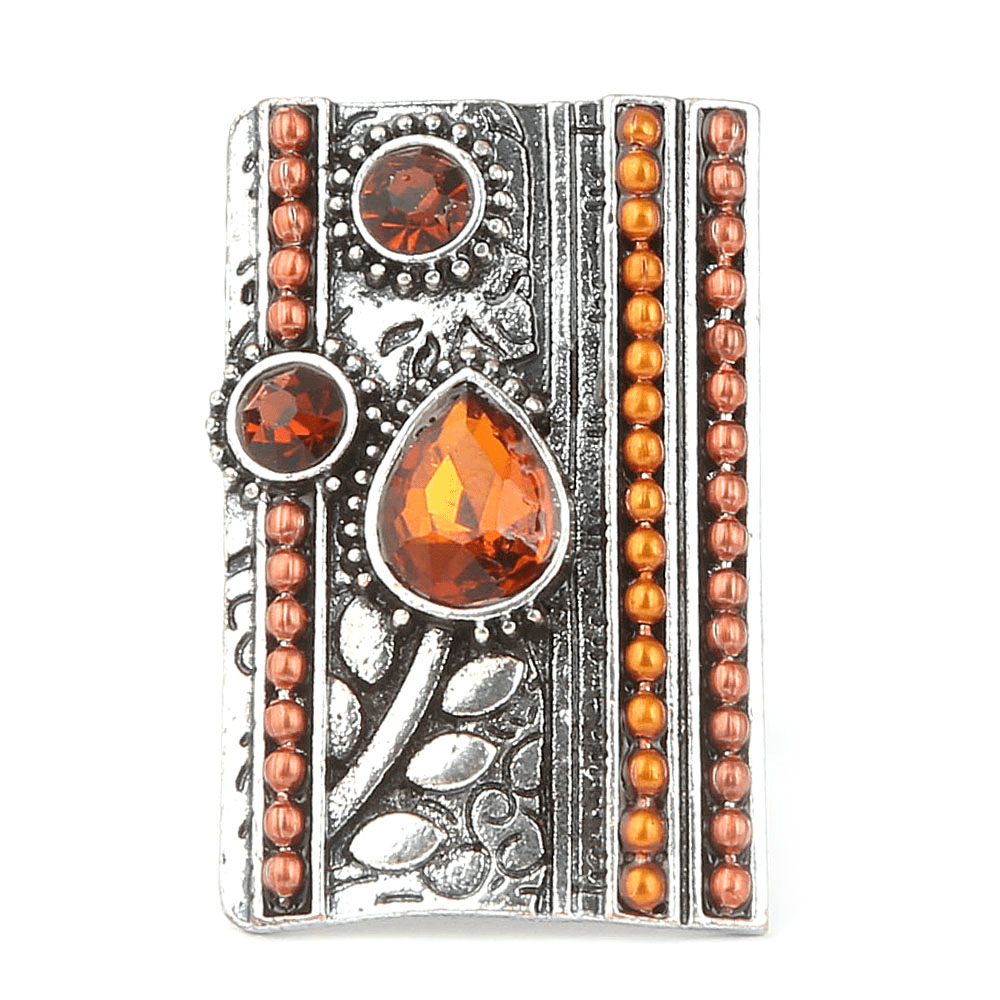 Women's Fancy Stone Ring - Silver - Mustard - test-store-for-chase-value