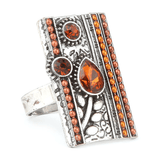 Women's Fancy Stone Ring - Silver - Mustard - test-store-for-chase-value