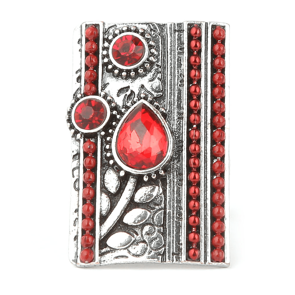 Women's Fancy Stone Ring - Silver - Red - test-store-for-chase-value