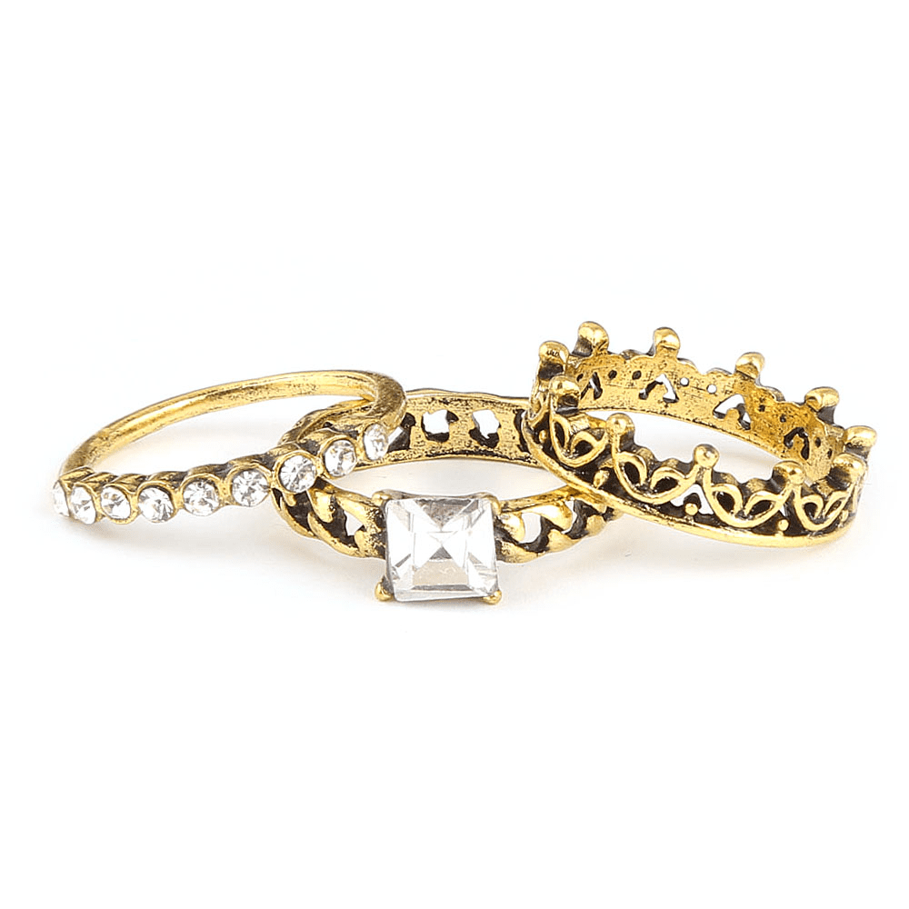 Women's Fancy Stone Ring - Golden - White - test-store-for-chase-value