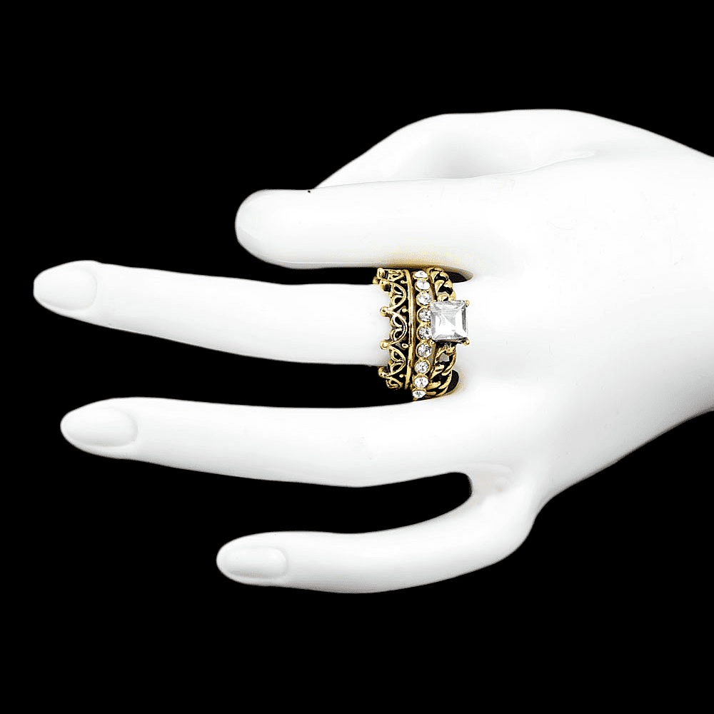 Women's Fancy Stone Ring - Golden - White - test-store-for-chase-value