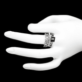 Women's Fancy Stone Ring - Silver - Black - test-store-for-chase-value