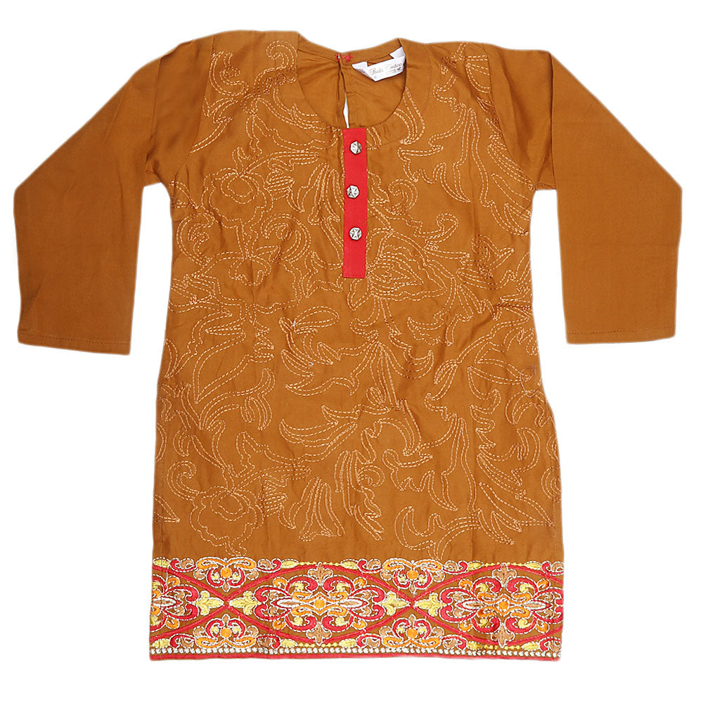 Girls Embroidered 2 Piece Suit - Brown, Kids, Girls Sets And Suits, Chase Value, Chase Value