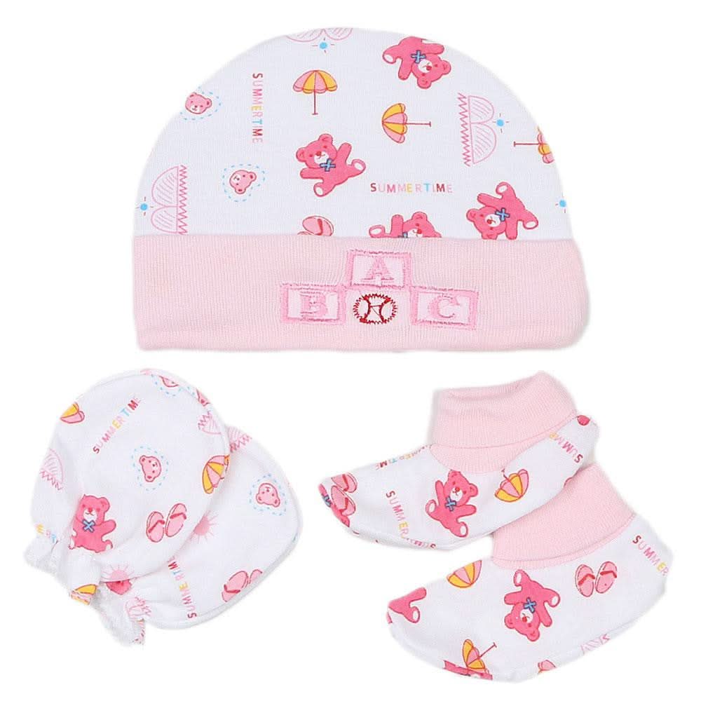 Newborn Cap Set 3 Pcs - Pink - test-store-for-chase-value
