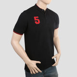 Men's Pique Band Collar Polo T-Shirt - Black, Men, T-Shirts And Polos, Chase Value, Chase Value
