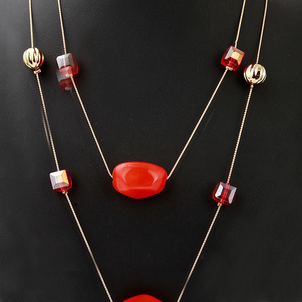 Women's Beads Long Mala - Orange, Women, Chains & Lockets, Chase Value, Chase Value