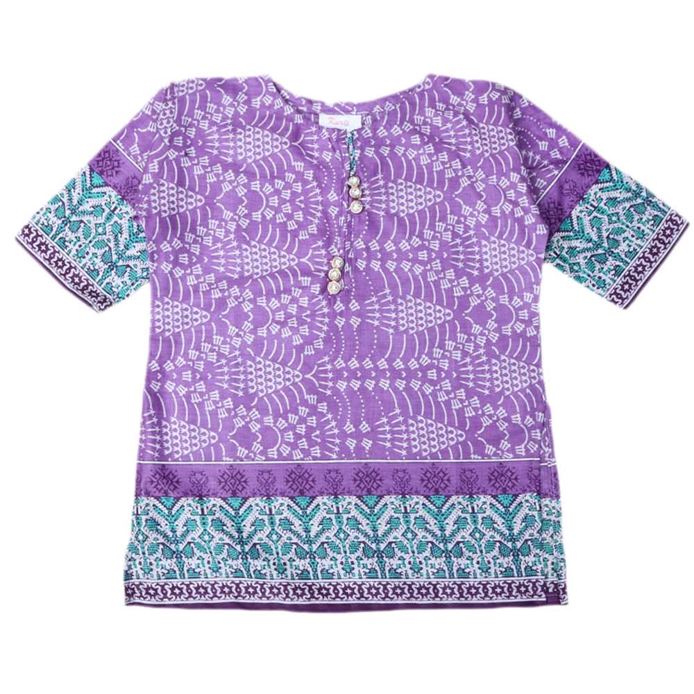 Girls Lawn Printed Kurti - Purple, Kids, Girls Kurti, Chase Value, Chase Value