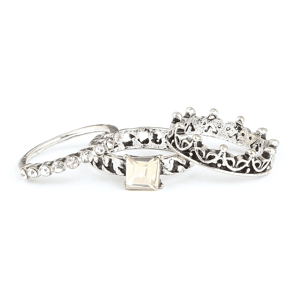 Women's Fancy Stone Ring - Silver - Peach - test-store-for-chase-value