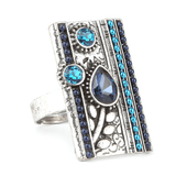 Women's Fancy Stone Ring - Silver - Blue - test-store-for-chase-value