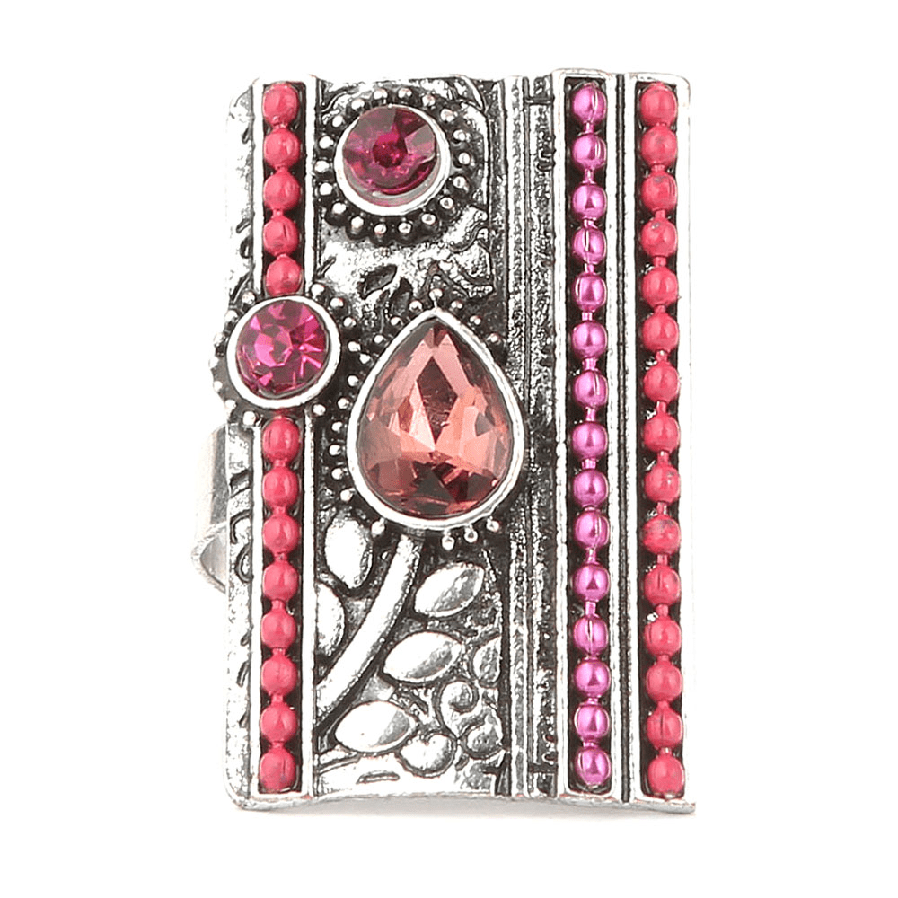 Women's Fancy Stone Ring - Silver - Pink - test-store-for-chase-value