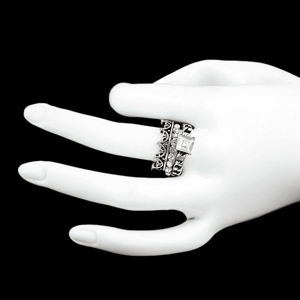 Women's Fancy Stone Ring - Silver - White - test-store-for-chase-value