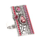Women's Fancy Stone Ring - Silver - Pink - test-store-for-chase-value