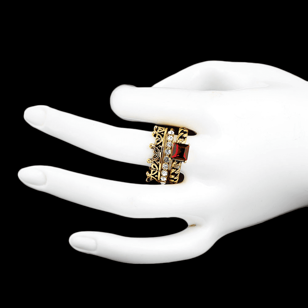 Women's Fancy Stone Ring - Golden - Red - test-store-for-chase-value