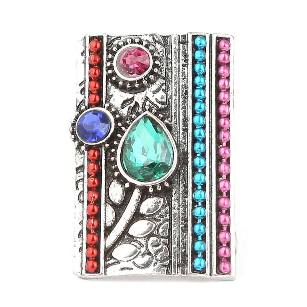Women's Fancy Stone Ring - Silver - Multi - test-store-for-chase-value
