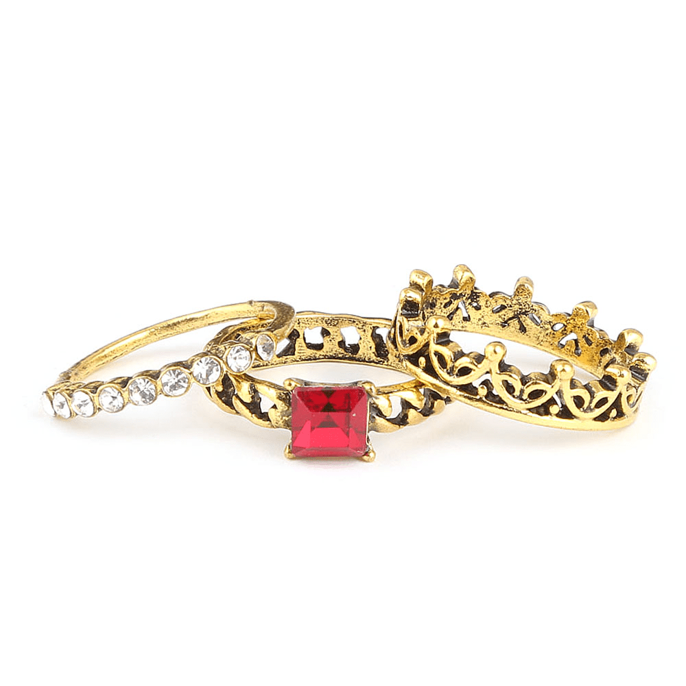 Women's Fancy Stone Ring - Golden - Red - test-store-for-chase-value