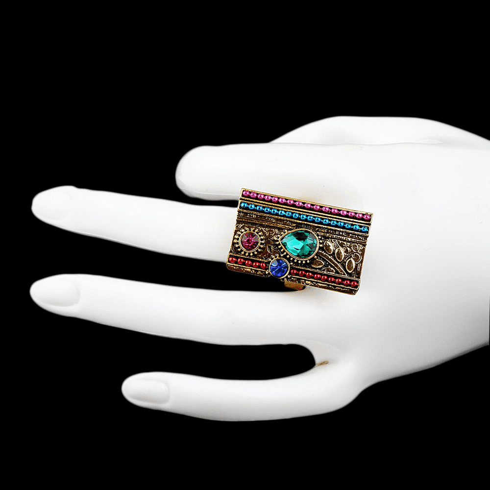 Women's Fancy Stone Ring - Golden - Multi - test-store-for-chase-value