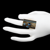 Women's Fancy Stone Ring - Golden - Blue - test-store-for-chase-value