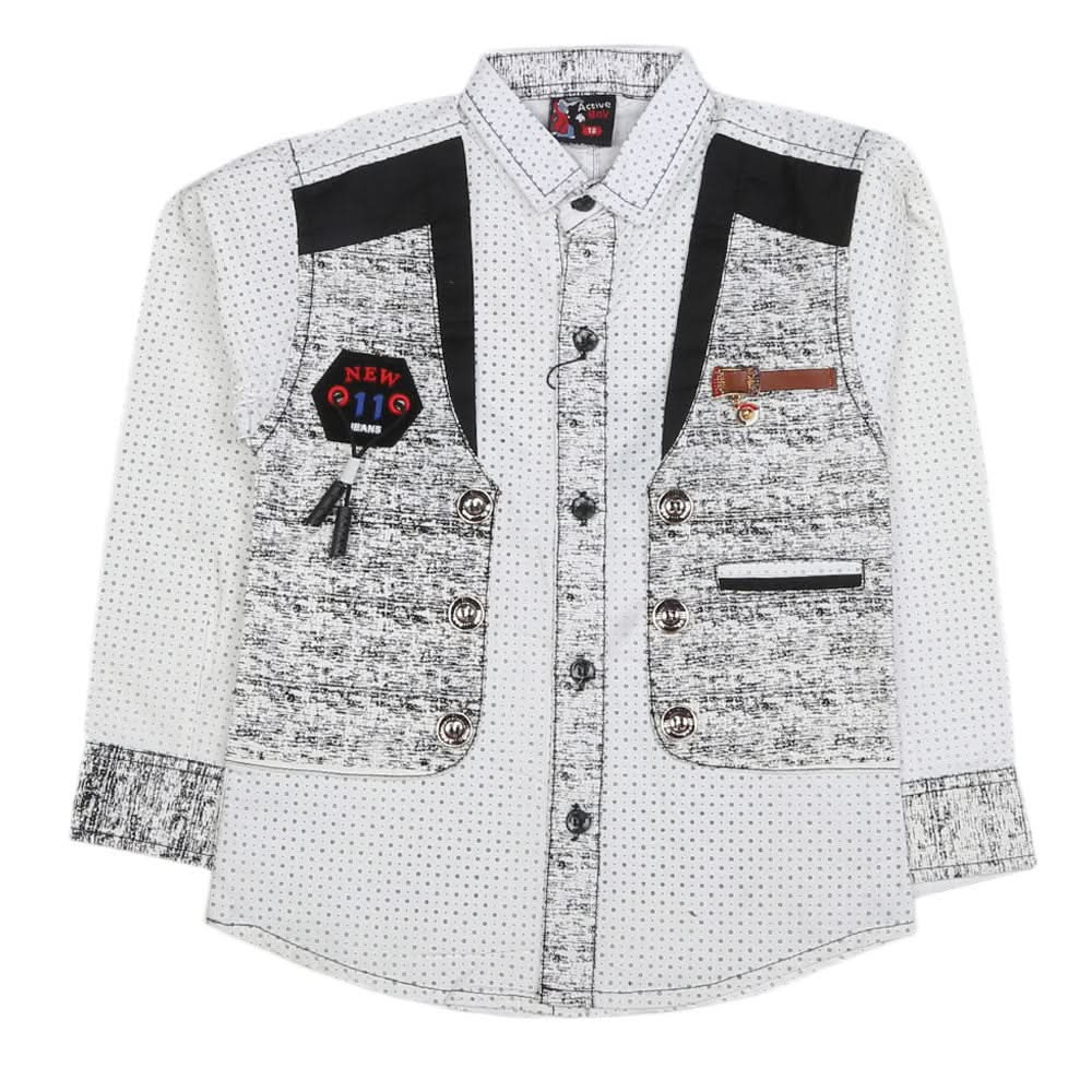 Boys Full Sleeves Casual Shirt - White, Kids, Boys Shirts, Chase Value, Chase Value