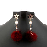 Women's Fur Earrings - Red - test-store-for-chase-value