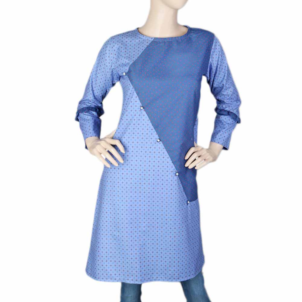 Women's Cotton Kurti - Navy Blue & Blue, Women, Ready Kurtis, Chase Value, Chase Value