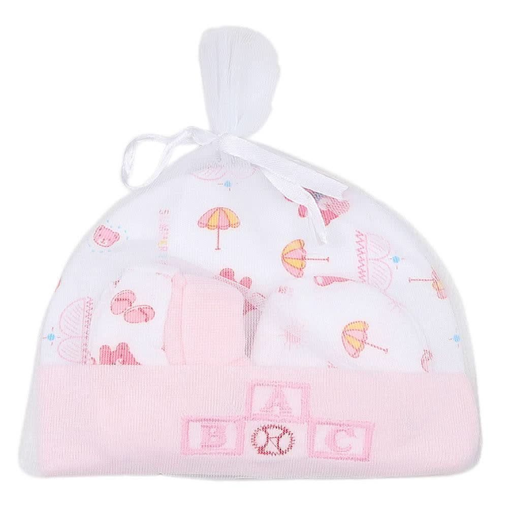 Newborn Cap Set 3 Pcs - Pink - test-store-for-chase-value