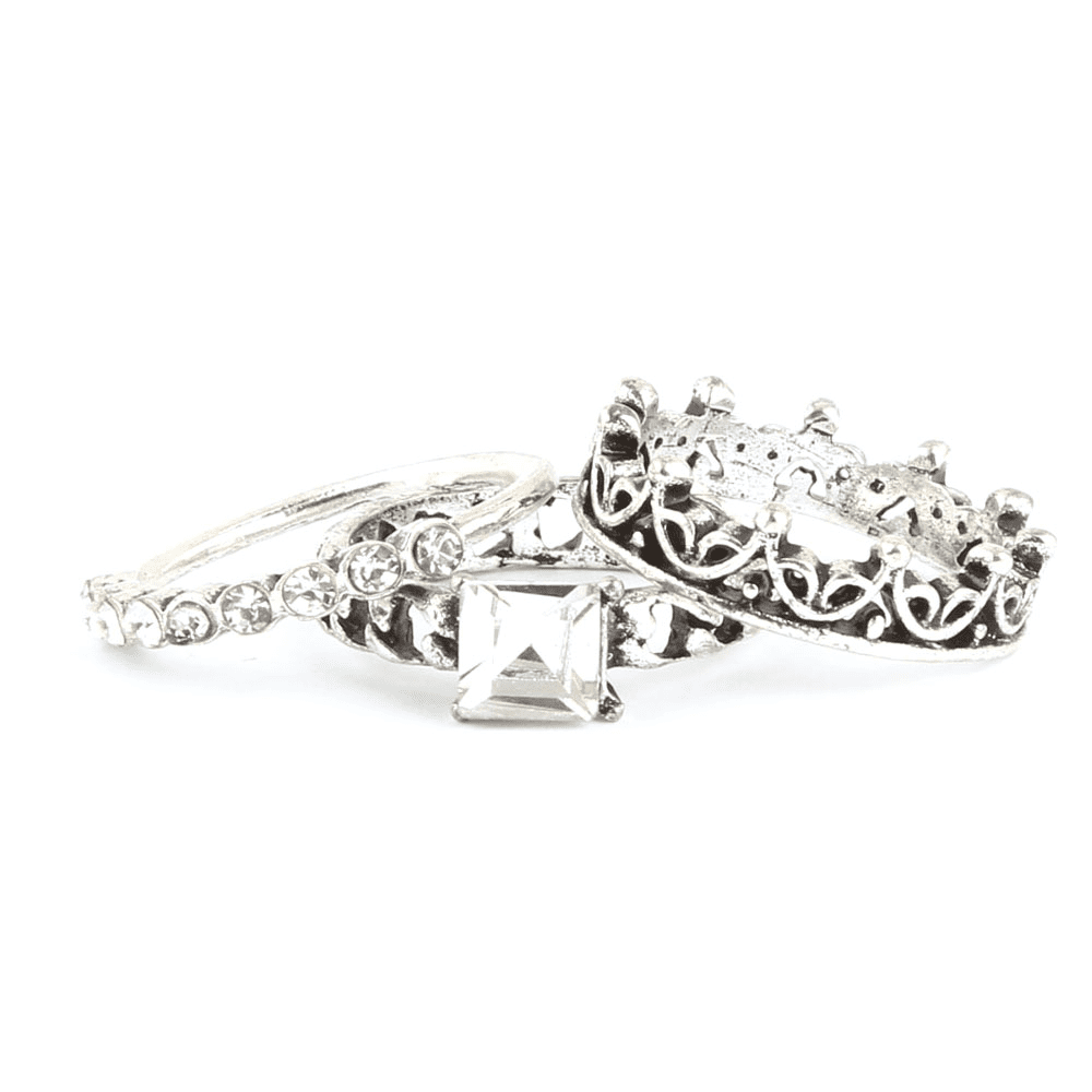 Women's Fancy Stone Ring - Silver - White - test-store-for-chase-value