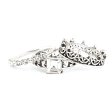 Women's Fancy Stone Ring - Silver - White - test-store-for-chase-value