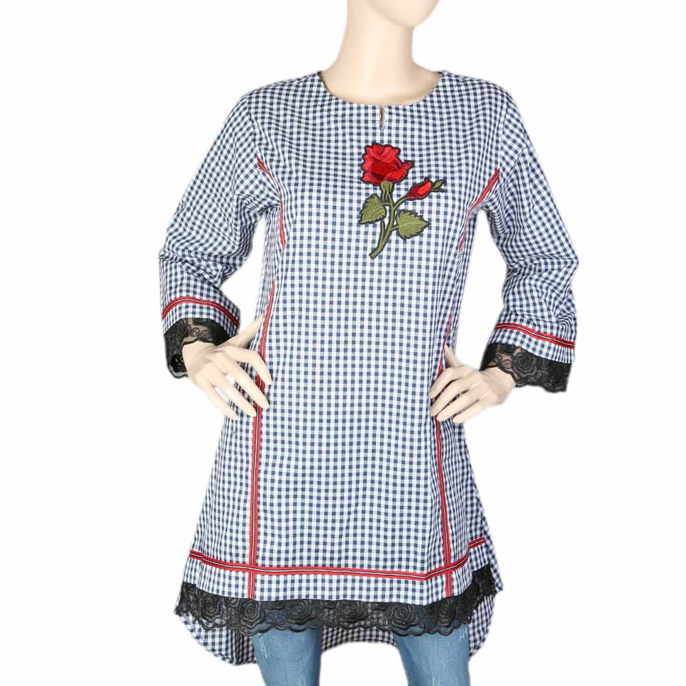 Women's Embroidered Kurti - Navy Blue, Women, Ready Kurtis, Chase Value, Chase Value