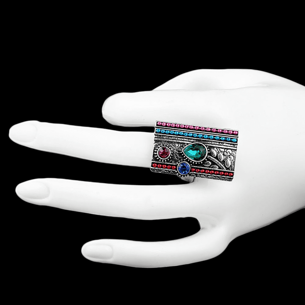 Women's Fancy Stone Ring - Silver - Multi - test-store-for-chase-value