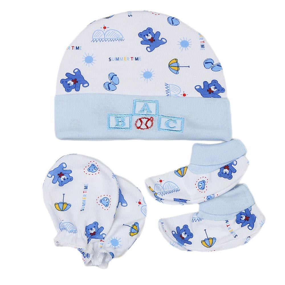 Newborn Cap Set 3 Pcs - Blue - test-store-for-chase-value