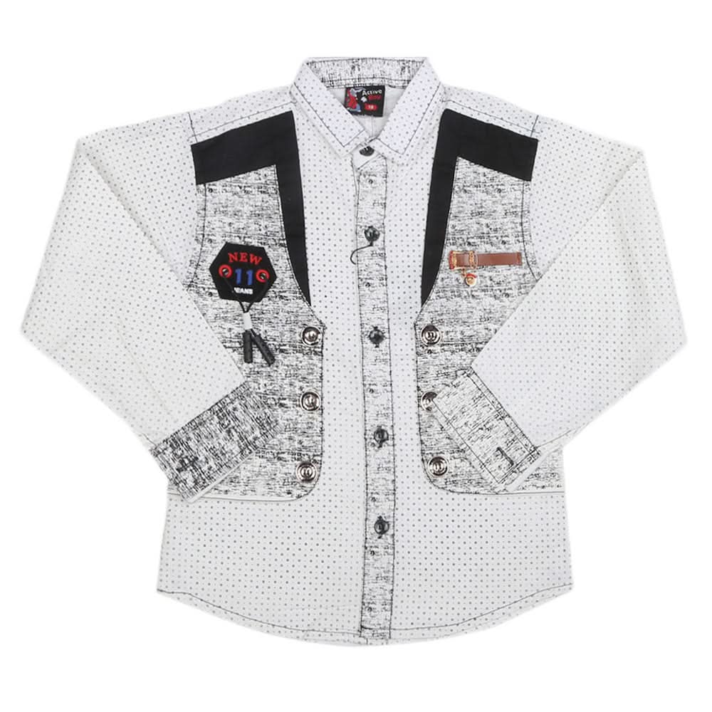 Boys Full Sleeves Casual Shirt - White, Kids, Boys Shirts, Chase Value, Chase Value